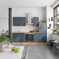 KÜCHENBLOCK Easytouch 270 cm  in Eichefarben, Dunkelblau  - Eichefarben/Schwarz, MODERN, Holzwerkstoff/Metall (270cm) - Nobilia