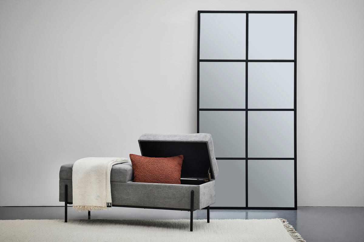 HOCKERBANK in Metall, Textil, Holzwerkstoff Grau, Schwarz  - Schwarz/Grau, Trend, Holzwerkstoff/Textil (121/47/41cm) - Xora