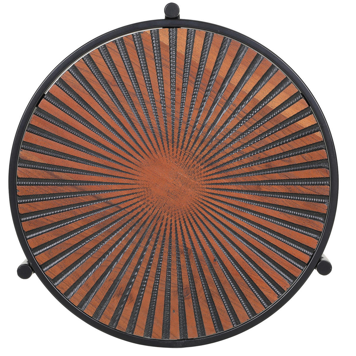 BEISTELLTISCH 40/40/59 cm Mangoholz massiv Schwarz rund t- olles Design