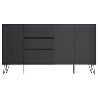 SIDEBOARD Posseik Industrial 177/93,6/42 cm 3 Schublade(n)  - Graphitfarben/Schwarz, Design, Holzwerkstoff/Metall (177/93,6/42cm) - P & B