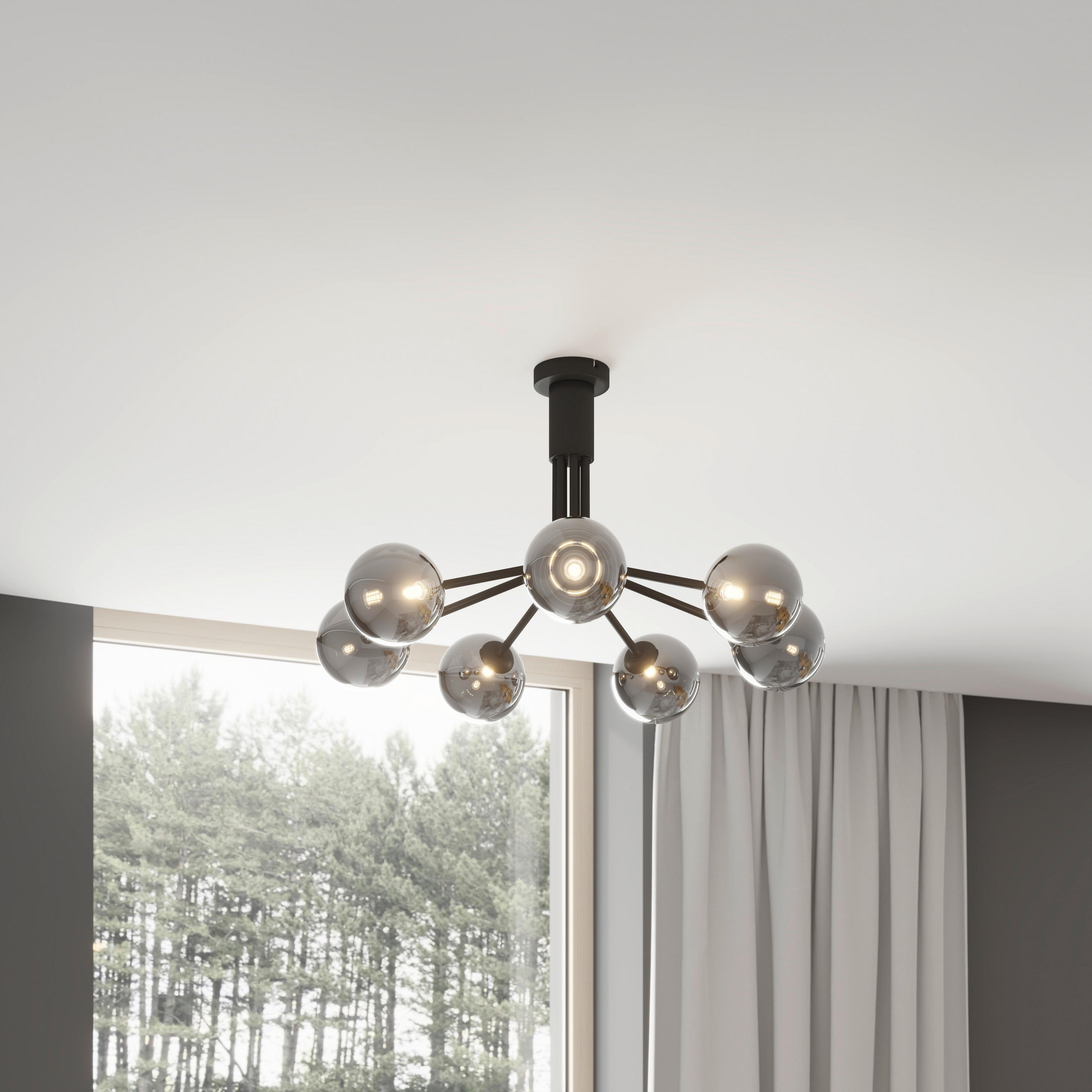 DECKENLEUCHTE Widnes 65/40 cm  - Dunkelgrau, Design, Glas/Metall (65/40cm) - Novel