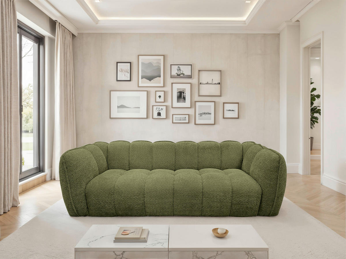 BIGSOFA Chenille Olivgrün  - Schwarz/Olivgrün, MODERN, Kunststoff/Textil (235/73/103cm) - Carryhome
