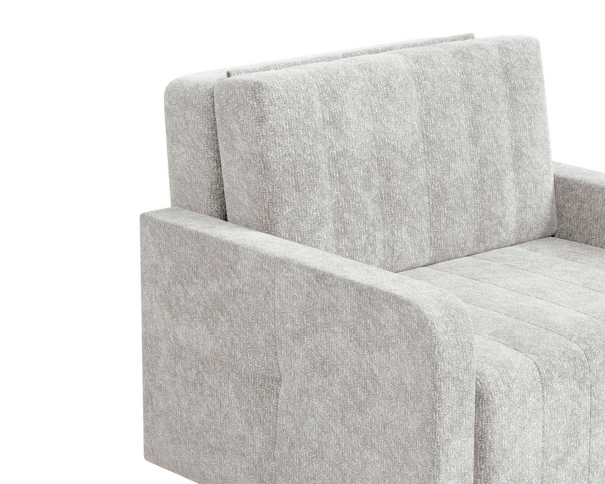 SCHLAFSESSEL Chenille Elfenbein Liegefunktion Rücken echt  inkl.  - Elfenbein/Schwarz, MODERN, Kunststoff/Textil (101/87/101cm) - Milino