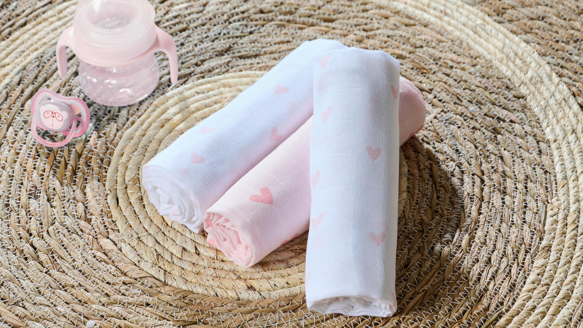 STOFFWINDEL   Ekologisk 3-teilig  - Rosa/Weiß, Basics, Textil (80/80cm) - Avelia