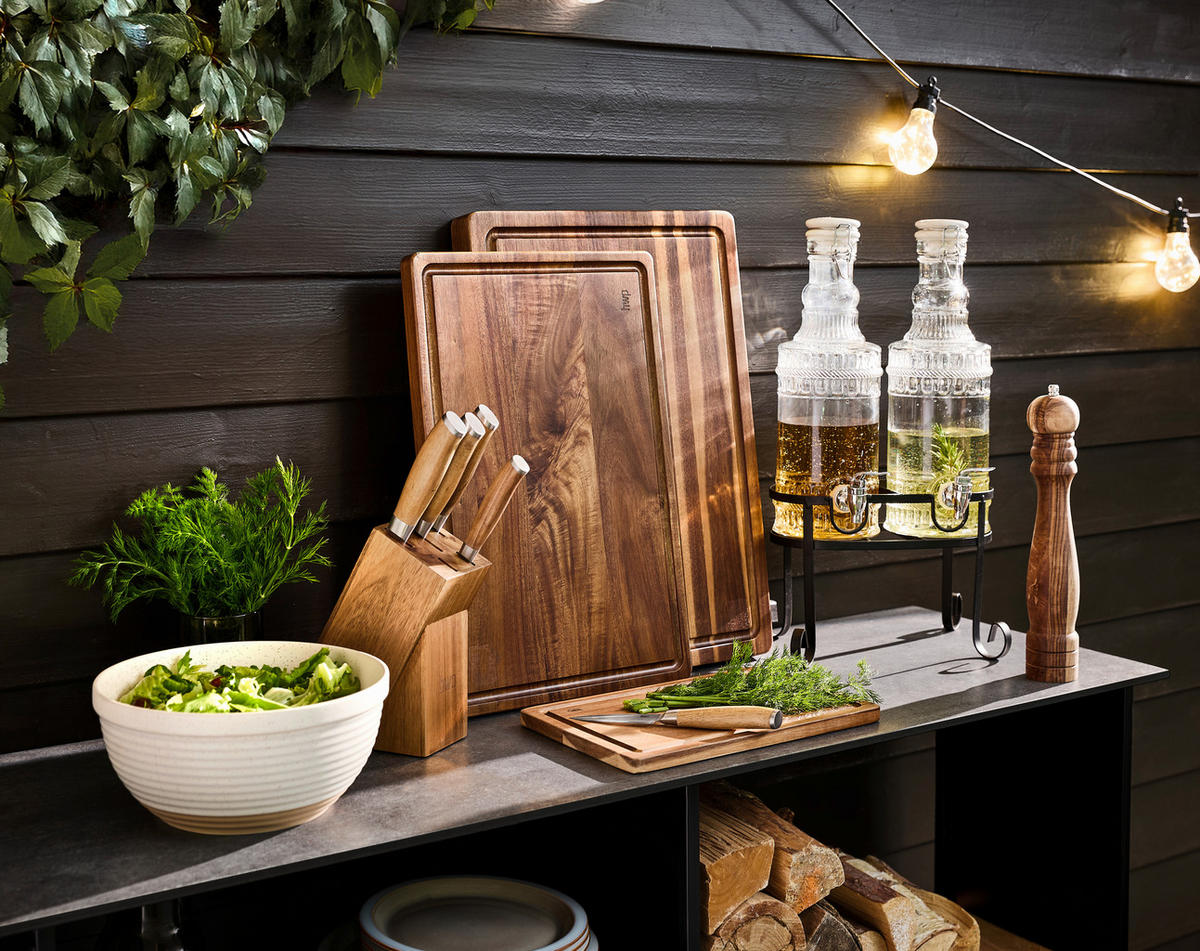 BLOC CUțITE 6 piese Toronto  - culoare lemn acacia, Konventionell, lemn/metal - Homeware Profession.