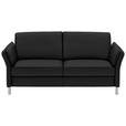3-SITZER-SOFA Latina in Echtleder Schwarz   - Alufarben/Schwarz, Design, Leder/Metall (190/82/99cm) - Dieter Knoll