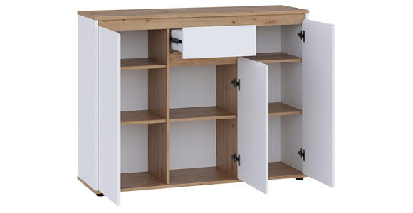 SIDEBOARD  120/93/38 cm 1 Schublade(n)  - Schwarz/Weiß, MODERN, Holzwerkstoff/Kunststoff (120/93/38cm) - Carryhome