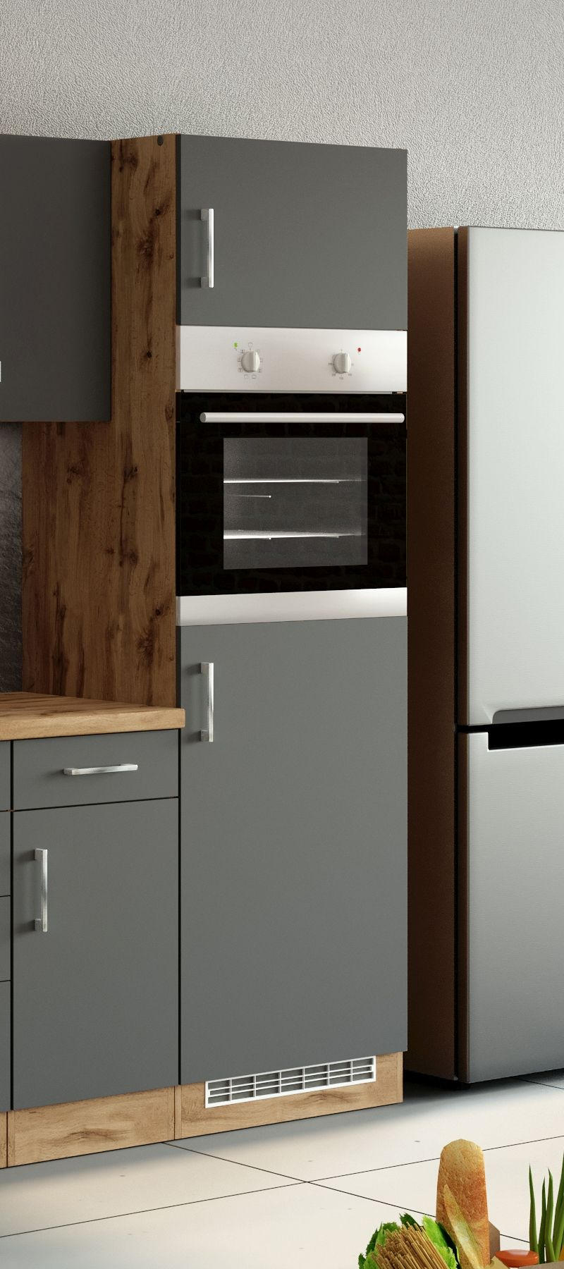 GERÄTEUMBAUSCHRANK 60/200/60 cm  in Anthrazit  - Chromfarben/Anthrazit, Modern, Holzwerkstoff/Metall (60/200/60cm) - Held