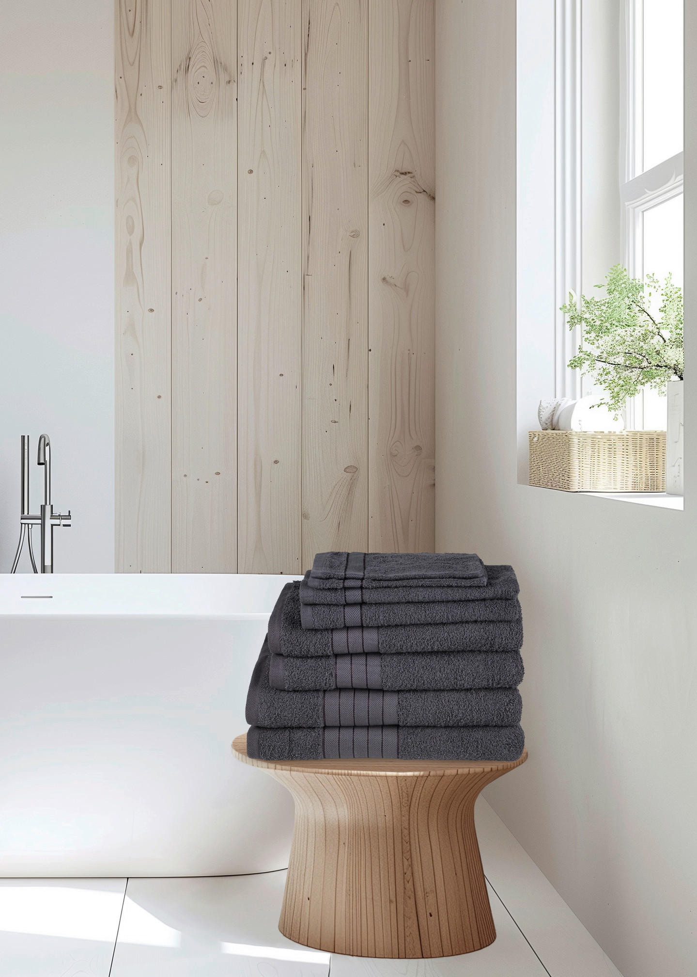 FROTTIERSET Anthrazit 8-teilig  - Anthrazit, Basics, Textil