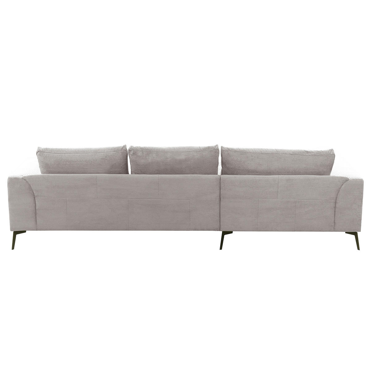 ECKSOFA  in Cord Hellgrau Nierenkissen, Rückenkissen  172/313 cm  - Hellgrau/Schwarz, Design, Textil/Metall (172/313cm) - P & B