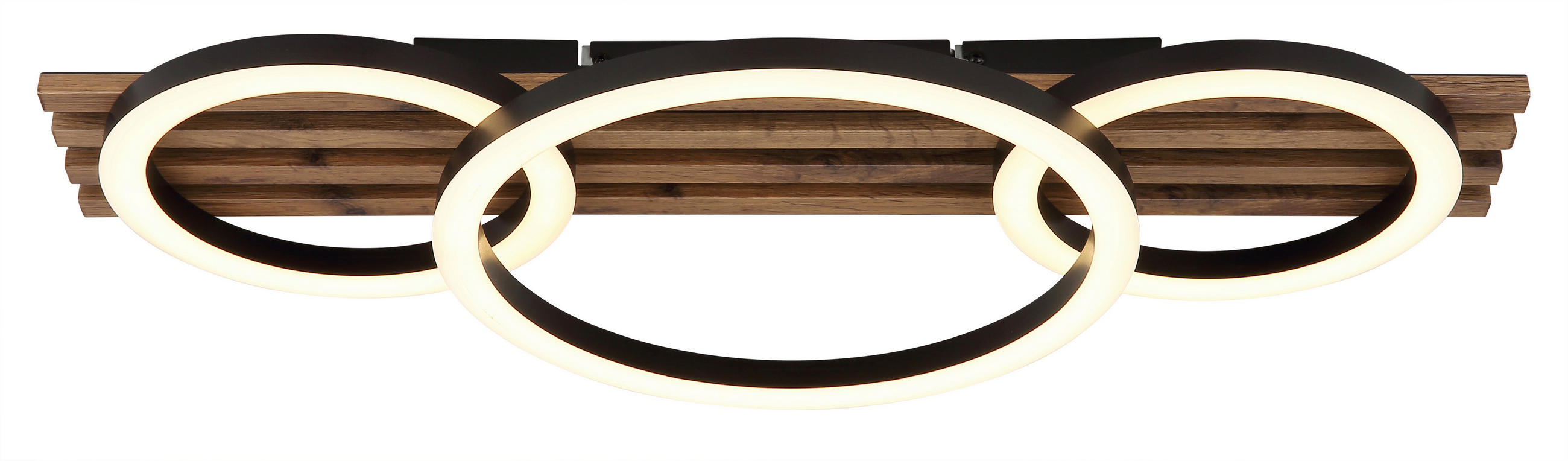 LED-DECKENLEUCHTE 30/9,5 cm   - Dunkelbraun/Schwarz, Natur, Holzwerkstoff/Kunststoff (30/9,5cm) - Globo