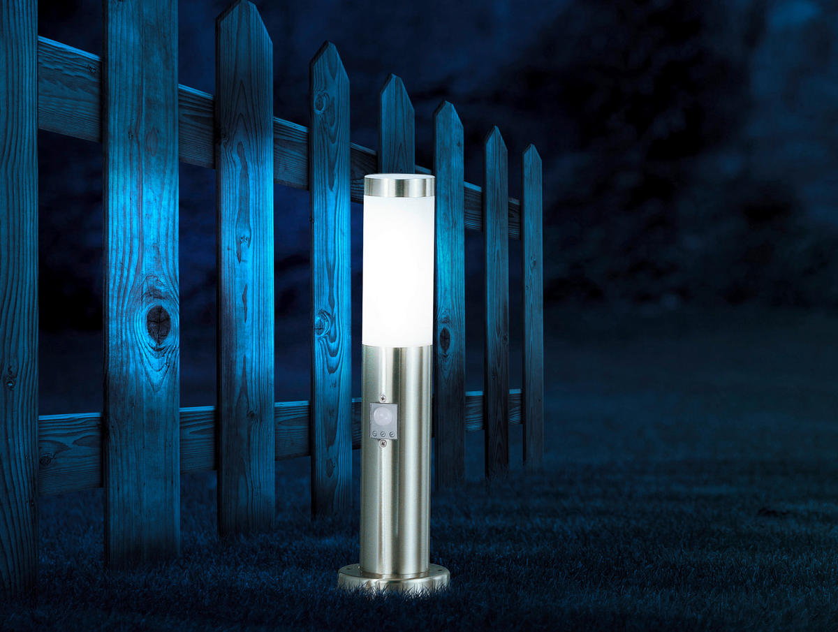 WEGELEUCHTE 12,7/45 cm   - Edelstahlfarben/Opal, Basics, Kunststoff/Metall (12,7/45cm) - Globo