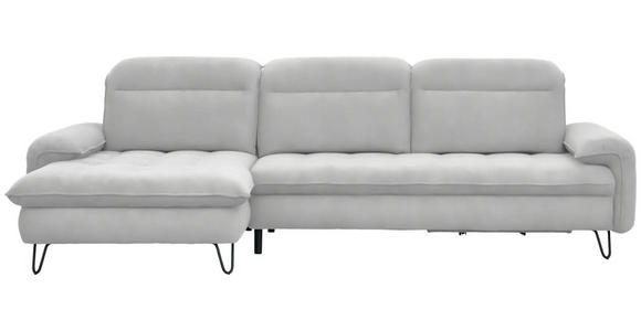 ECKSOFA in Chenille Weiß  - Schwarz/Weiß, LIFESTYLE, Textil/Metall (180/310cm) - Valnatura