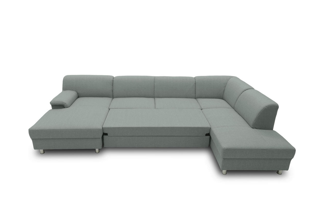 WOHNLANDSCHAFT Silberfarben Webstoff  - Chromfarben/Silberfarben, KONVENTIONELL, Textil/Metall (150/308/195cm) - MID.YOU