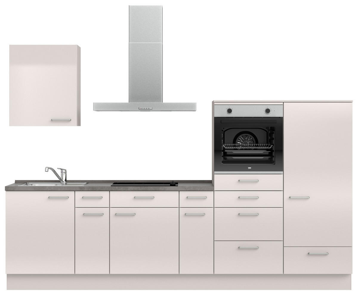 KÜCHENBLOCK Flash 300 cm  in Schieferfarben, Seidengrau  - Schieferfarben/Edelstahlfarben, MODERN, Holzwerkstoff/Metall (300cm) - Nobilia