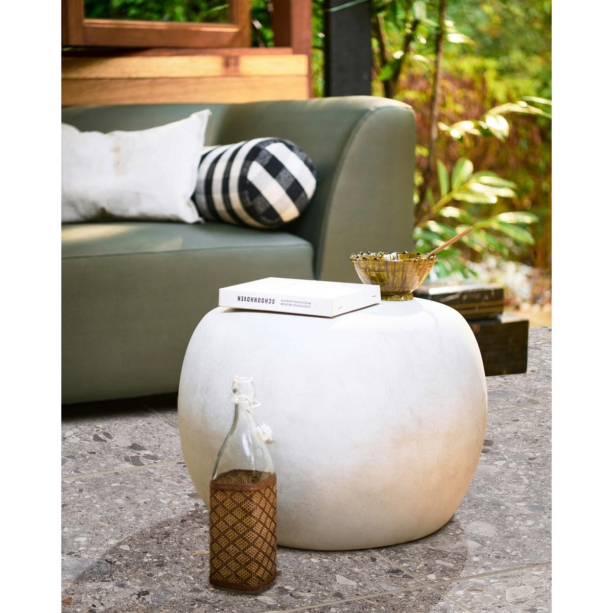 COUCHTISCH Pebble Glasfaser 50/50/35 cm organisch Weiß  - Weiß, Design, Glas/Keramik (50/50/35cm) - Livetastic