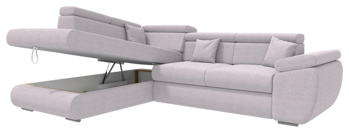 ECKSOFA Hellgrau Struktur  - Chromfarben/Hellgrau, KONVENTIONELL, Kunststoff/Textil (205/282cm) - Carryhome