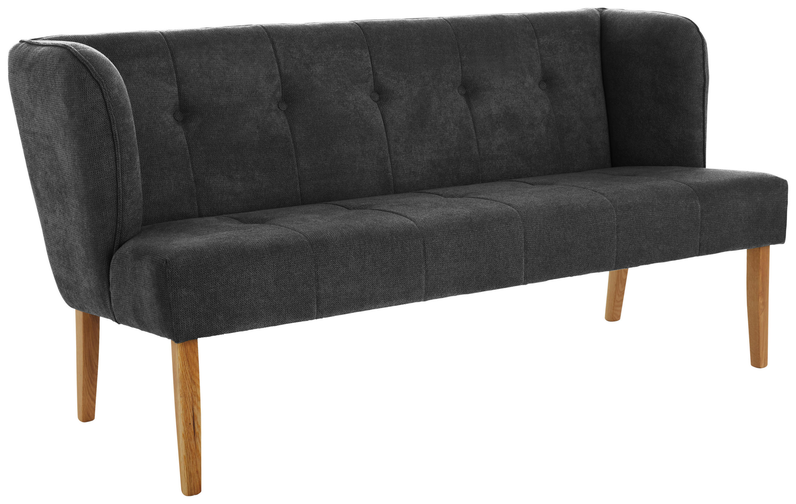 SITZBANK 179/88/76 cm Webstoff Dunkelgrau Eiche vollmassiv  - Eichefarben/Dunkelgrau, KONVENTIONELL, Holz/Textil (179/88/76cm) - Cantus