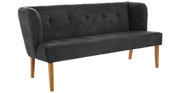 SITZBANK 179/88/76 cm Webstoff Dunkelgrau Eiche vollmassiv  - Eichefarben/Dunkelgrau, KONVENTIONELL, Holz/Textil (179/88/76cm) - Cantus