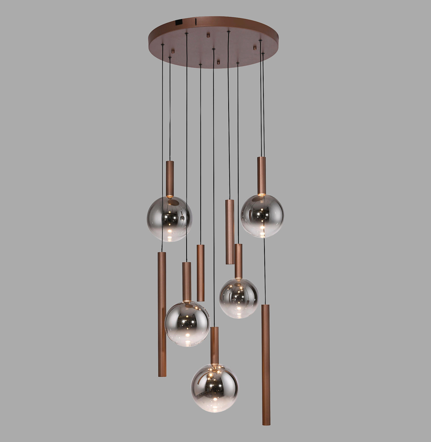 LED-HÄNGELEUCHTE 63/63/180 cm  - Braun, Design, Kunststoff/Metall (63/63/180cm)