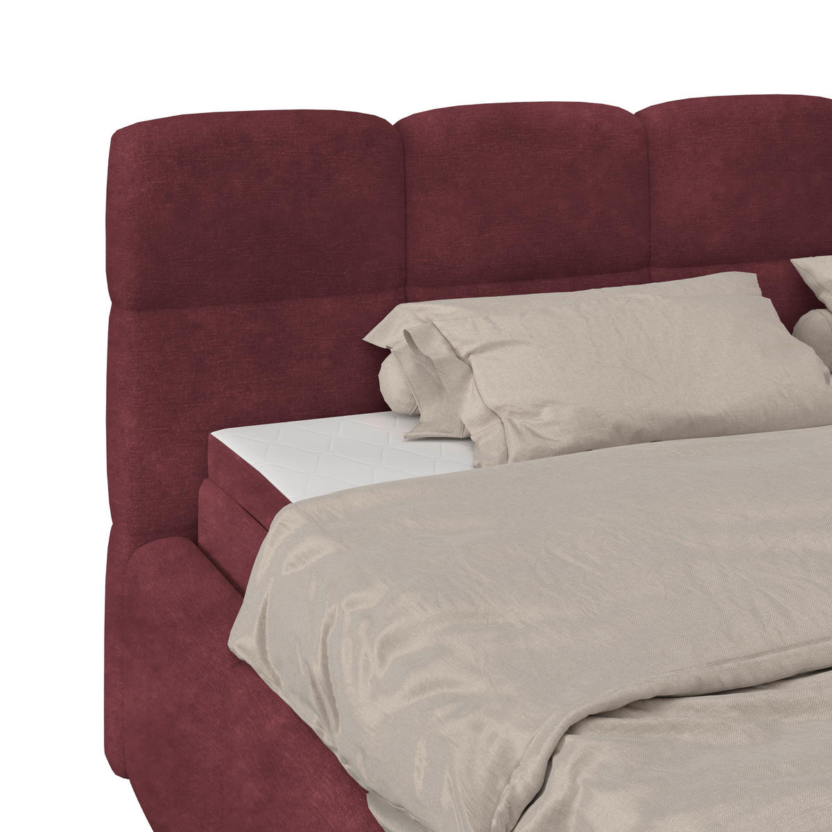 POLSTERBETT 160/200 cm,  in Bordeaux, Matratze, Bettkasten, H3 = fest  - Bordeaux/Schwarz, Trend, Kunststoff/Textil (160/200cm)