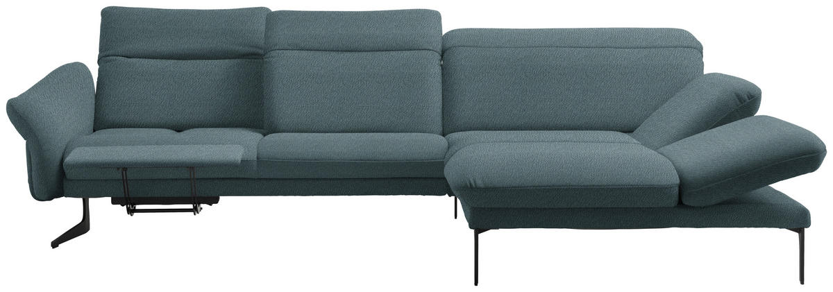 ECKSOFA in Webstoff Hellblau  - Anthrazit/Hellblau, Design, Textil/Metall (299/203cm) - Himolla