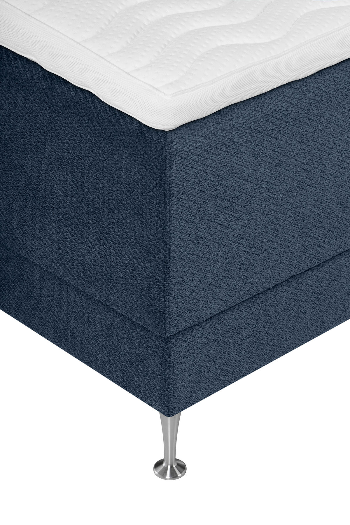BOXSPRINGBETT 180/200 cm,  in Blau, Matratze, Lattenrost, Topper, H3 + H5 = fest + hart  - Blau/Alufarben, Basics, Textil/Metall (180/200cm) - Welnova