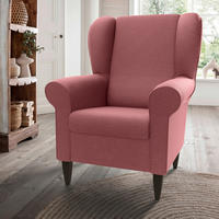 OHRENSESSEL Struktur Rosa  - Wengefarben/Rosa, Konventionell, Holz/Textil (80/102/86cm) - Livetastic