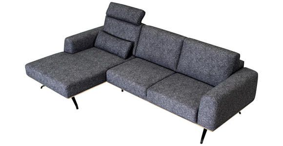 ECKSOFA in Struktur Graphitfarben  - Schwarz/Graphitfarben, Design, Textil/Metall (157/262cm) - Novel