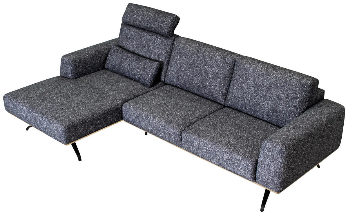 ECKSOFA in Struktur Graphitfarben  - Schwarz/Graphitfarben, Design, Textil/Metall (157/262cm) - Novel