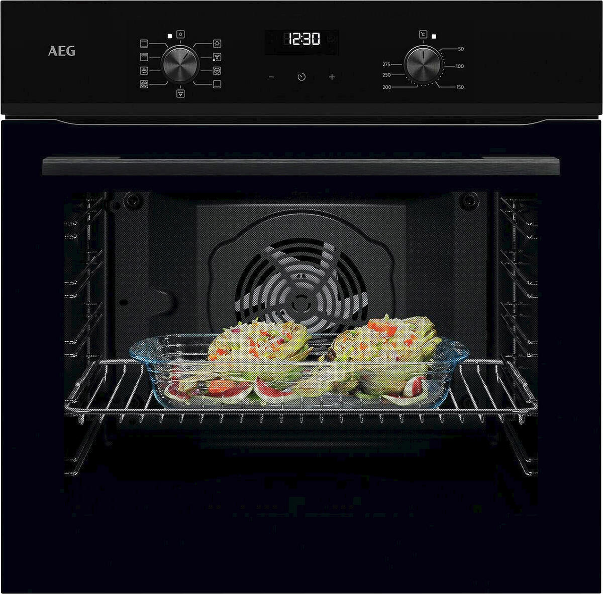 BACKOFENSET AB21B  - Edelstahlfarben/Schwarz, Basics, Glas/Metall (59,4/59,4/56,8cm) - AEG