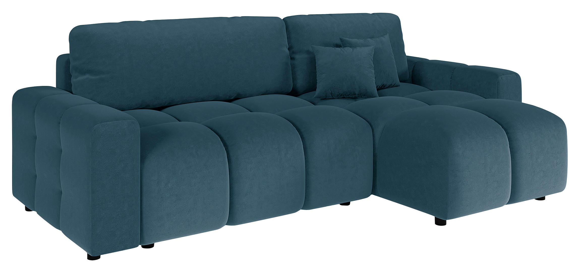 ECKSOFA Luki Dunkelblau Mikrofaser  - Schwarz/Dunkelblau, Design, Kunststoff/Textil (233/142cm) - Livetastic