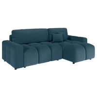 ECKSOFA Luki Dunkelblau Mikrofaser  - Schwarz/Dunkelblau, Design, Kunststoff/Textil (233/142cm) - Livetastic