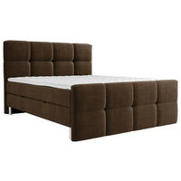 Pat Tip Boxspring Fără Arcuri, 140/200 cm, maro închis - culoare crom/maro închis, Design, lemn/metal (140/200cm) - Esposa