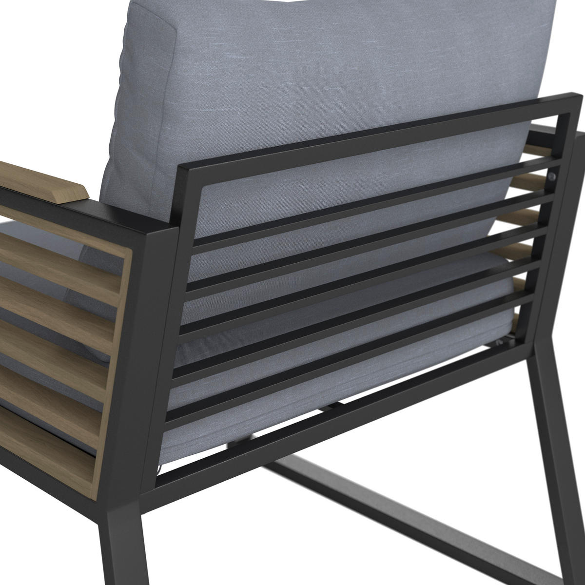 LOUNGEGARNITUR Teakholz Aluminium  - Schwarz, MODERN, Holz/Metall (203/74,5/85cm) - Ambia Garden