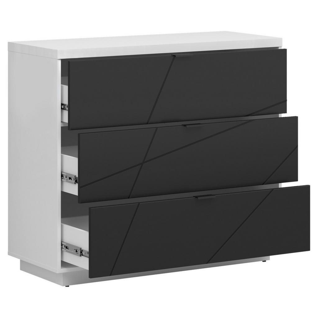 Thumbnail - Mid.you Kommode, Schwarz, Weiß, Holzwerkstoff, 3 Schubladen, 106x93x42.5 cm, Wohnzimmer, Kommoden & Sideboards, Kommoden
