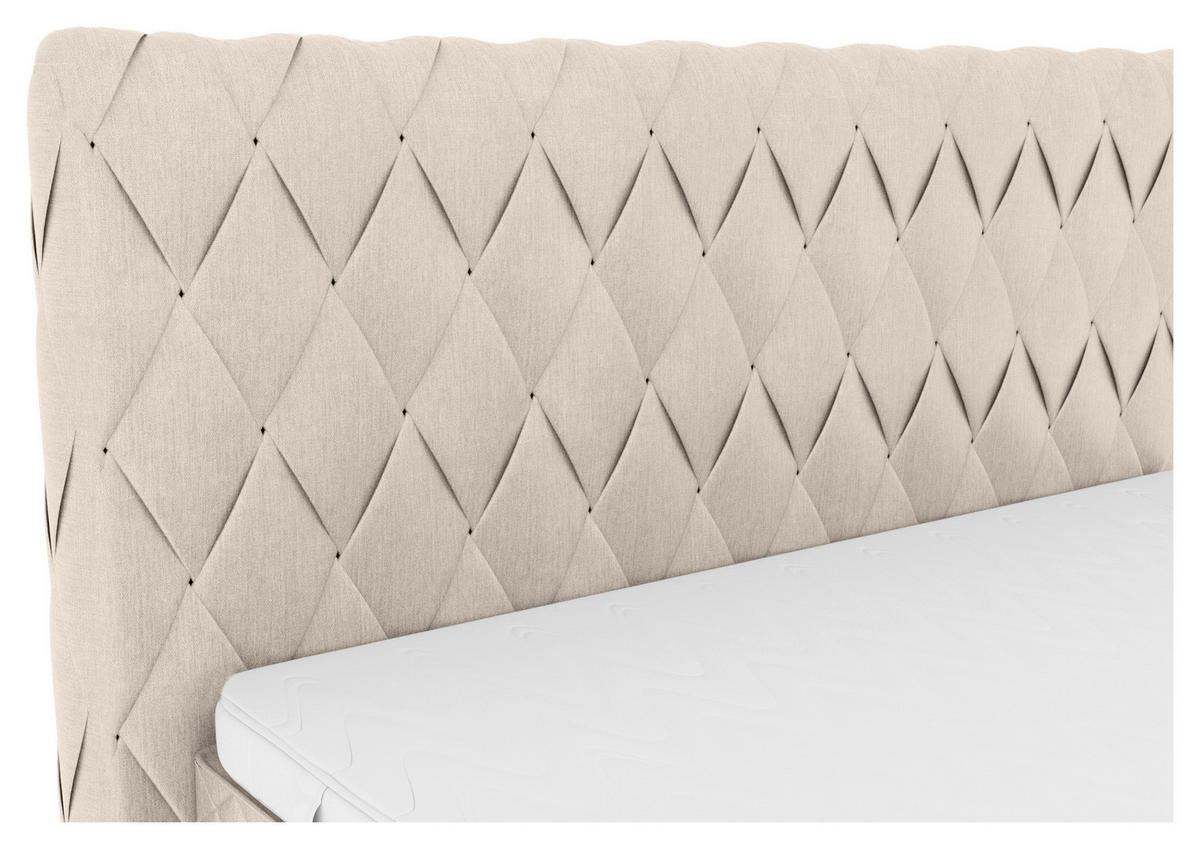 BOXSPRINGBETT 180/200 cm  in Greige  - Greige/Schwarz, Design, Textil/Metall (180/200cm) - Boxxx