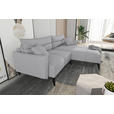 ECKSOFA  in Cord Hellgrau  253/180 cm  - Hellgrau/Schwarz, KONVENTIONELL, Textil/Metall (253/180cm) - Carryhome