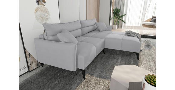 ECKSOFA  in Cord Hellgrau  253/180 cm  - Hellgrau/Schwarz, KONVENTIONELL, Textil/Metall (253/180cm) - Carryhome