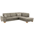 ECKSOFA in Mikrofaser Hellgrau  - Wildeiche/Beige, Natur, Holz/Textil (286/236cm) - Voleo