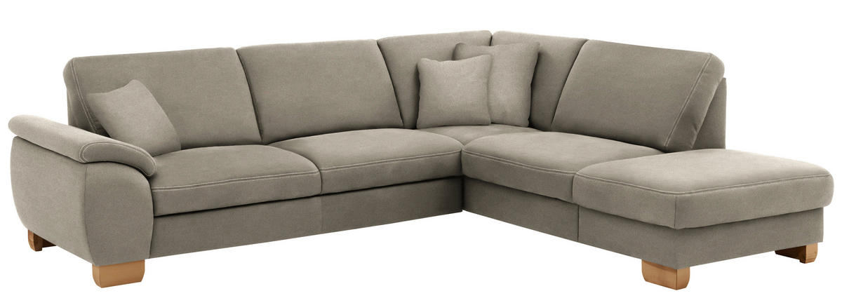 ECKSOFA in Mikrofaser Hellgrau  - Wildeiche/Beige, Natur, Holz/Textil (286/236cm) - Voleo