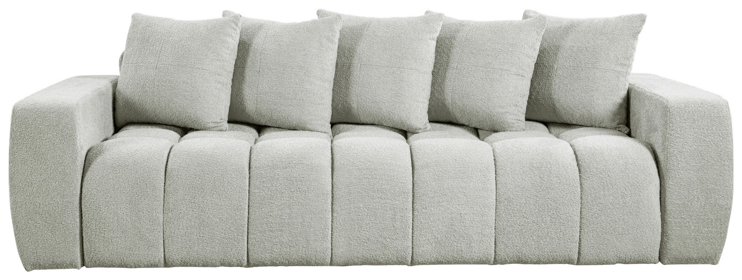SCHLAFSOFA in Struktur, Bouclé Creme  - Creme/Schwarz, Basics, Kunststoff/Textil (250/86/140cm) - Livetastic