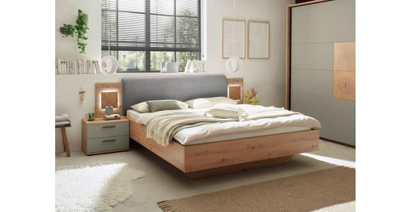 BETTANLAGE 180/200 cm  in Grau, Salbeigrün, Eiche Artisan  - Salbeigrün/Eiche Artisan, KONVENTIONELL, Holzwerkstoff/Textil (180/200cm) - Xora