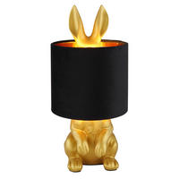 TISCHLEUCHTE - Goldfarben/Schwarz, Trend, Kunststoff/Textil (18/41cm) - Globo