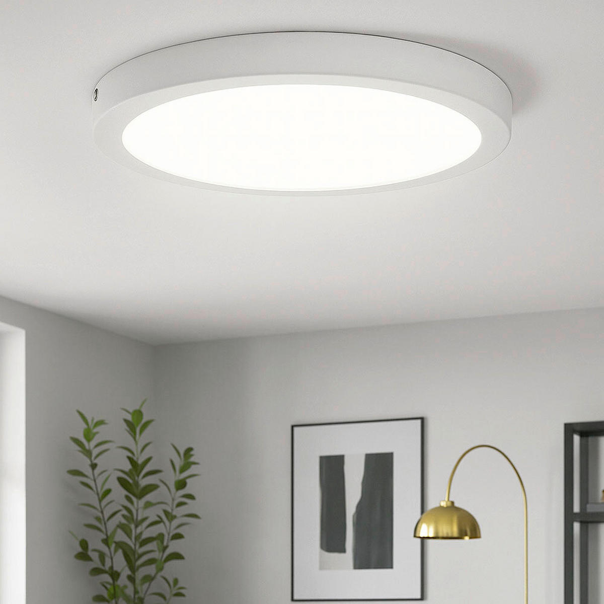 AUFBAULEUCHTE 30/3,2 cm   - Weiß, Design, Kunststoff/Metall (30/3,2cm) - Globo