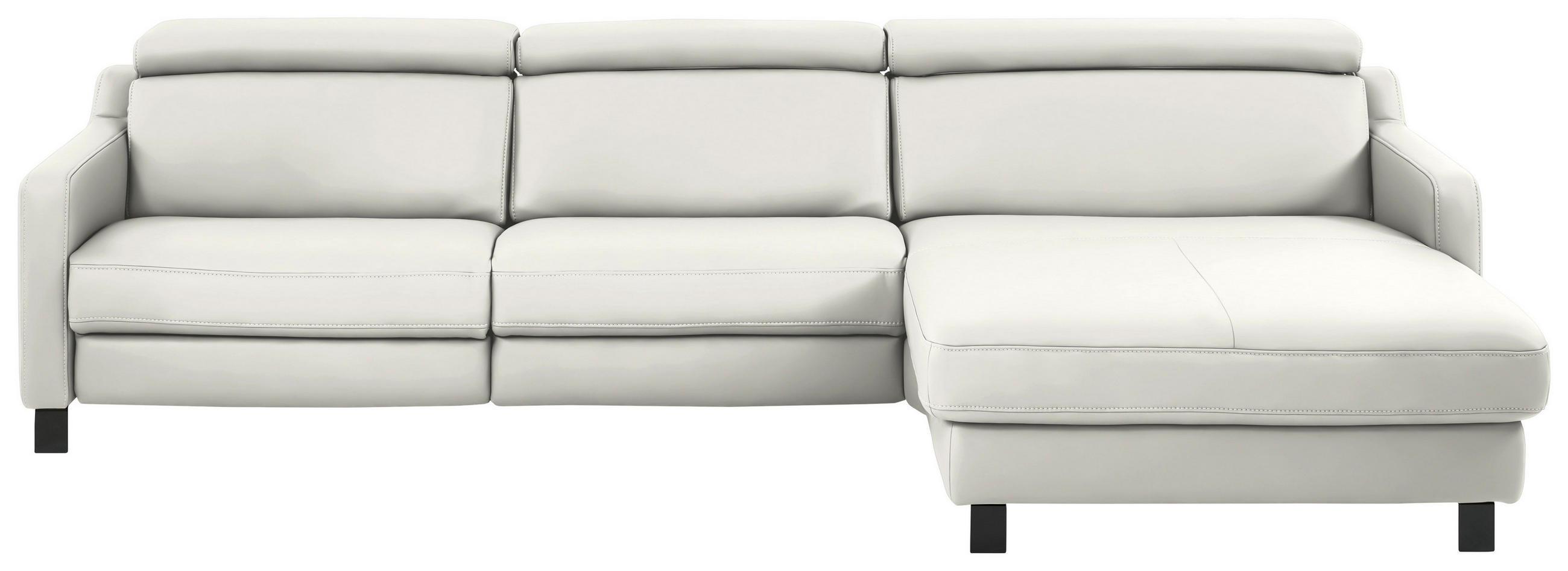 ECKSOFA in Echtleder Creme  - Creme/Schwarz, Design, Leder/Metall (291/176cm) - Valdera