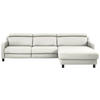 ECKSOFA in Echtleder Creme  - Creme/Schwarz, Design, Leder/Metall (291/176cm) - Valdera