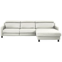 ECKSOFA in Echtleder Creme  - Creme/Schwarz, Design, Leder/Metall (291/176cm) - Valdera
