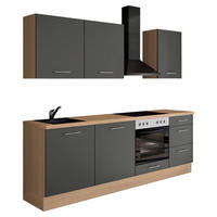 KÜCHENLEERBLOCK 230 cm   in Graphitfarben  - Edelstahlfarben/Eichefarben, Design, Holzwerkstoff/Metall (230cm) - Impuls