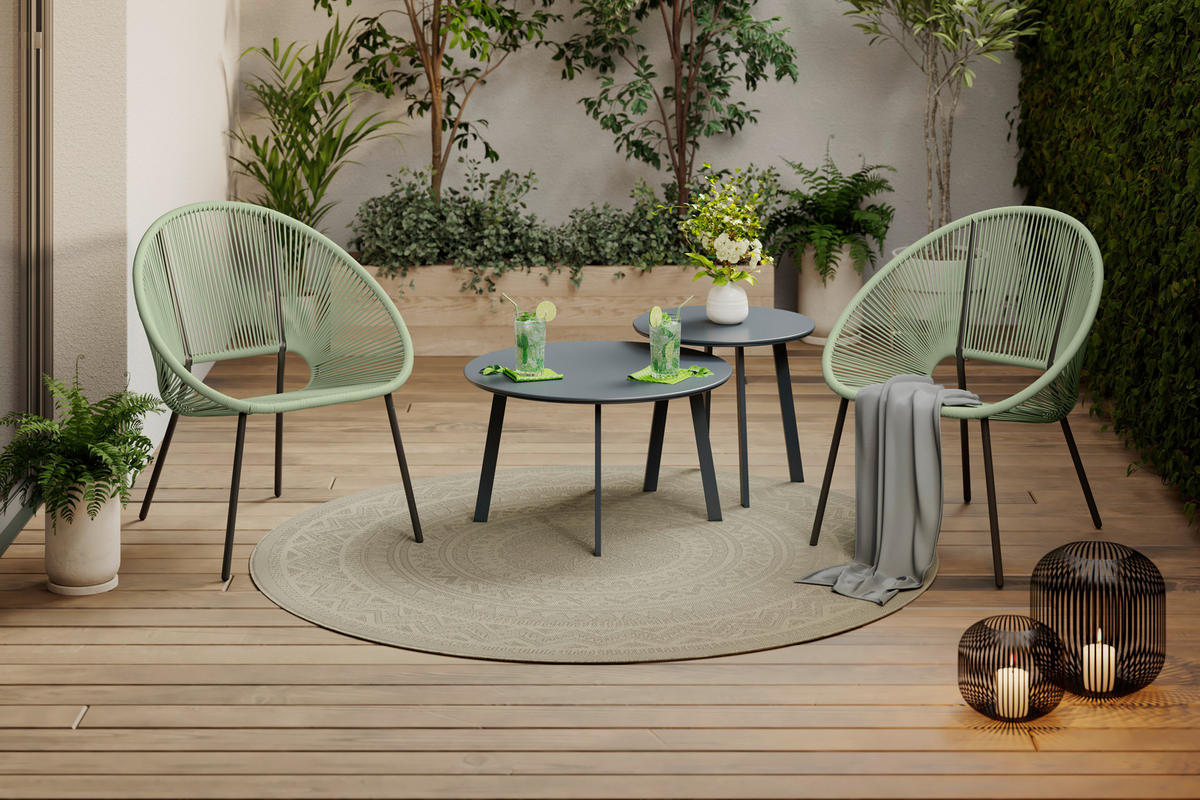 GARTENSESSEL Stahl Grün, Schwarz  - Schwarz/Grün, MODERN, Kunststoff/Metall (69/82/68cm) - Ambia Garden